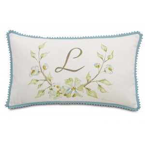 Eastern Accents Magnolia Hand-Painted Monogram Fabric Throw Pillow EAN7337